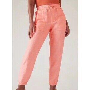 Athleta Cabo Linen Jogger Sunset Glow Lagenlook Coastal Beach Summer Womens Sz10